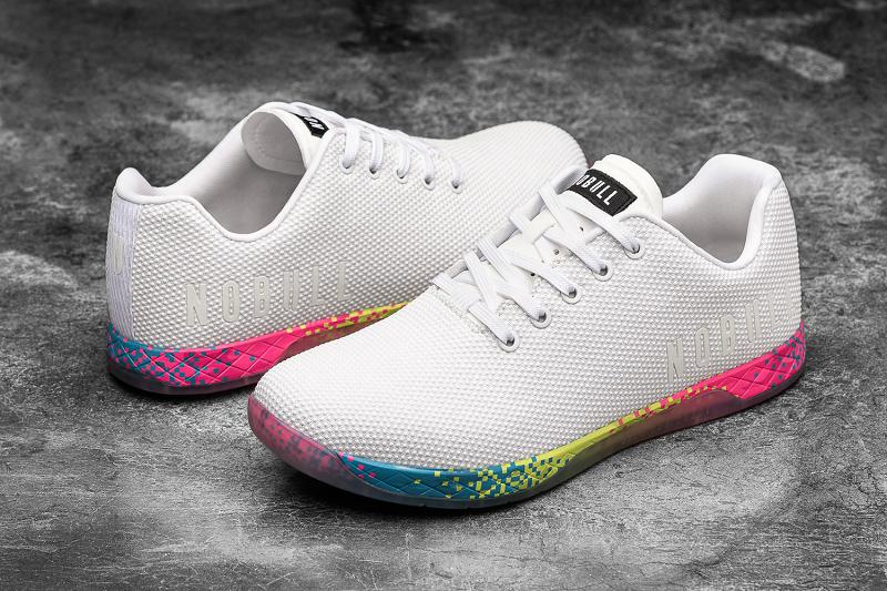 White Nobull Neon Glitch Men's Trainers | CA U1525Z